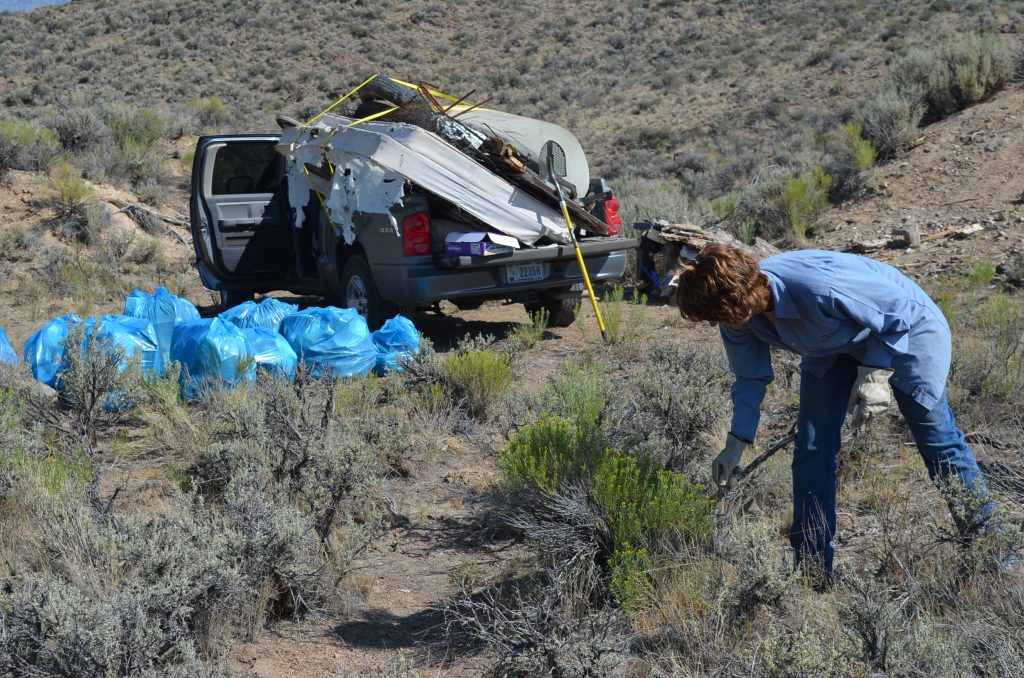 Trash from target shooting and dumping west of Mackay, Idaho.