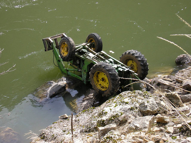 A Tractor in the Salmon River